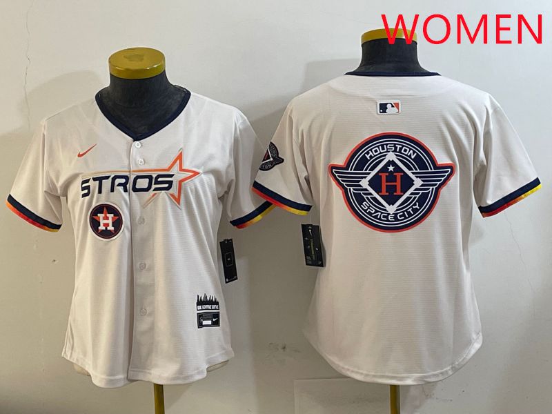 Women Houston Astros Blank Cream Three generations Joint Name 2025 Nike MLB Jersey style 41029->women mlb jersey->Women Jersey